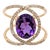 Amethyst Split Shank Ring with Natural Diamond Accents in Solid 14k Yellow Gold For Sale