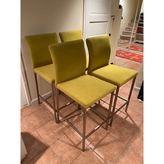 Set of 4 Trica Mancini Counter Stools in Knoll Fabric Chairish