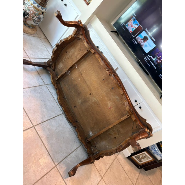 Ralph Lauren Mid 20th Century Oversized Large Vintage Carved Wood Coffee Table With Claw Feet & Gilded Accents For Sale - Image 4 of 16