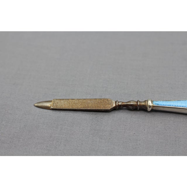 Adie Brothers 1930 Sterling Silver and Enamel Nail File and Cuticle Pusher Set For Sale - Image 4 of 7