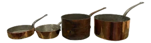 French Four Copper Pots in Different Sizes, 19th Century - Set of 4