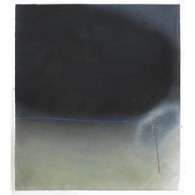 1970s Abstract Black Gray Celadon Painting For Sale In Seattle - Image 6 of 7