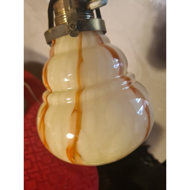 1920s Vintage Adjustable Desk Lamp with Marbled Opaline Shade and Brass, 1920 For Sale - Image 5 of 8