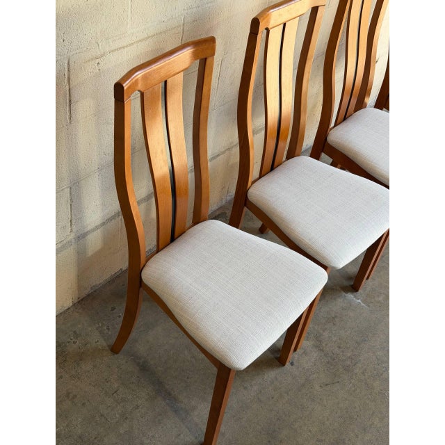 1980s In Style of Skovby Teak High-Back Upholstered Dining Chairs Set of 4 Danish Vintage 1980s For Sale - Image 5 of 9