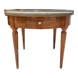 French 19th Century Louis XVI Mahogany Oval Bouillotte Marble Top Side Table For Sale
