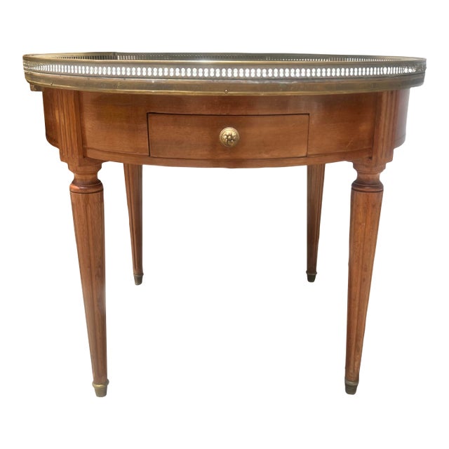 French 19th Century Louis XVI Mahogany Oval Bouillotte Marble Top Side Table For Sale