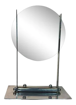 Art Deco Round Table Mirror on a Nickel Bronze Stand Attributed to Donald Deskey