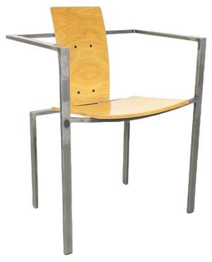 German Modern Squared Chair in Wood and Metal by Karl-Friedrich Foster Kkf, 1980s