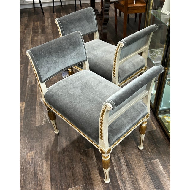 Empire Style High Sided Bench With Gilt Details and Mohair Velvet Upholstery For Sale - Image 14 of 16