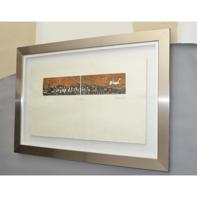 Chrome Framed French Artist Signed Lithography Etching 1998 Eiffel Tower Paris For Sale In Miami - Image 6 of 13