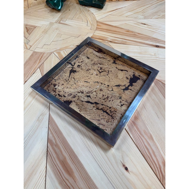 Square Cork and Metal Serving Tray For Sale In Los Angeles - Image 6 of 8