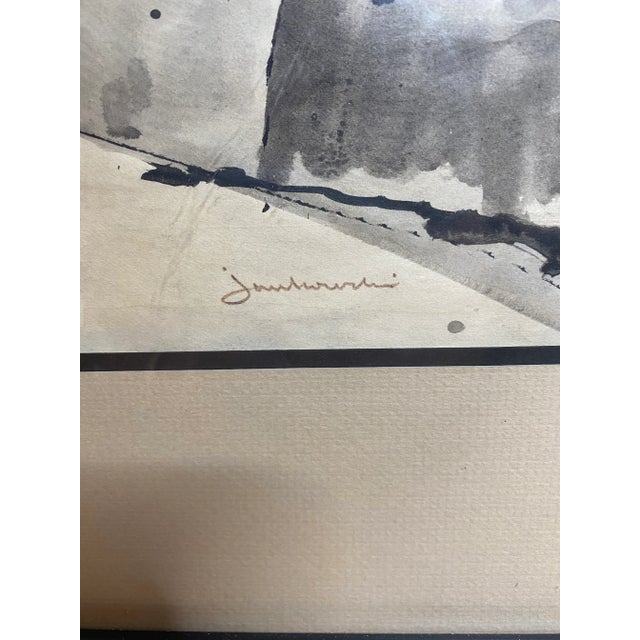 Figurative Late 20th Century Figurative Abstract Ink and Gouache Painting by Joseph Jankowski, Framed For Sale - Image 3 of 13