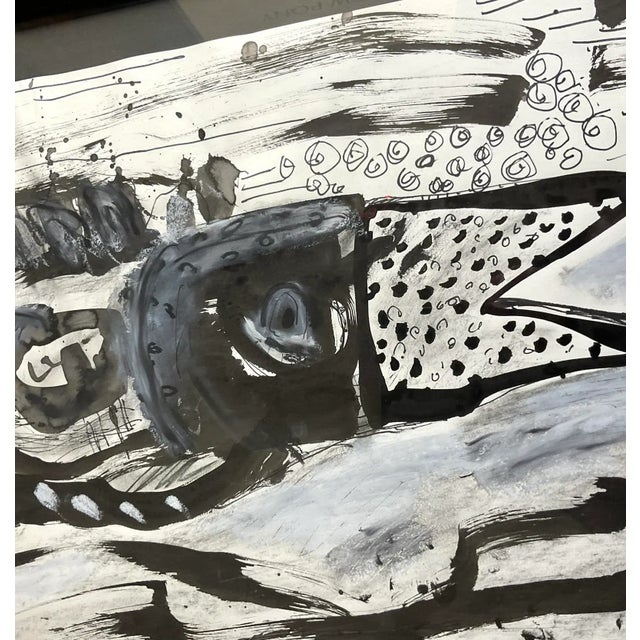 Abstract Vintage Boho Original Watercolor on Paper Signed John Van Orsouw 2009 For Sale - Image 3 of 7