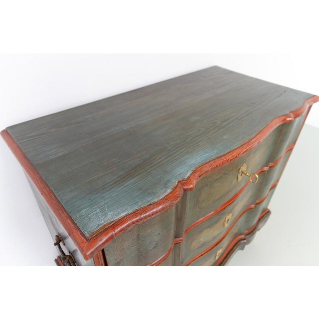 Antique Baroque Danish Green Chest of Drawers, 1730s For Sale - Image 9 of 18