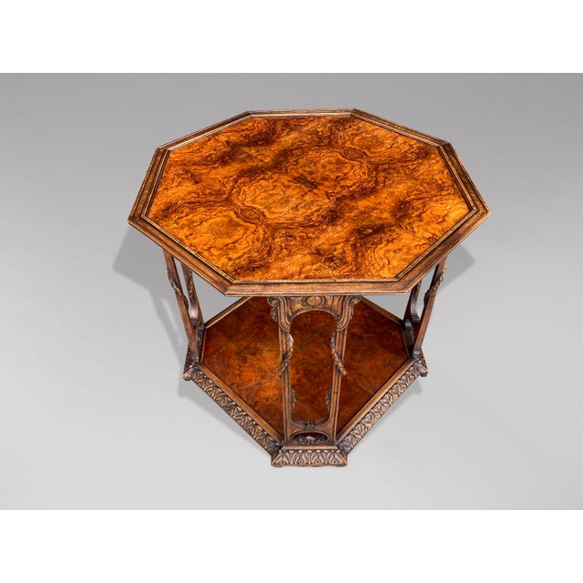 French Octagonal Burr Walnut Table, 1920 For Sale - Image 3 of 7