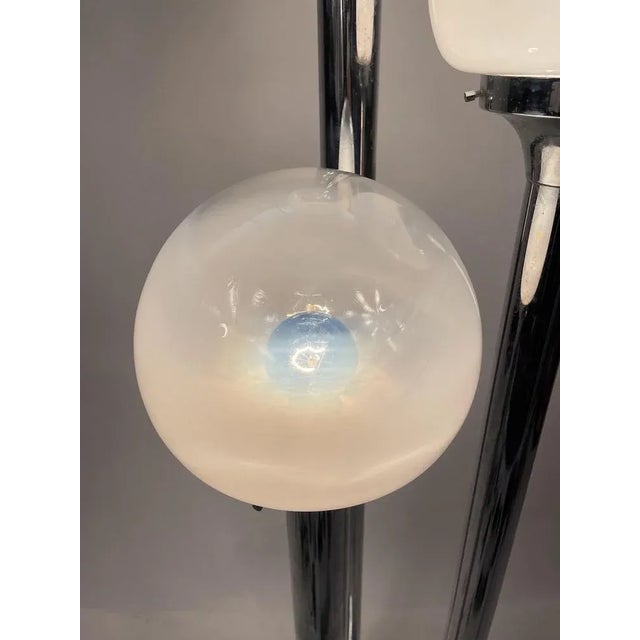 Murano Glass Chromed Steel Ground Lamp in the style of Mazzega, Italy, 1960s For Sale - Image 11 of 12