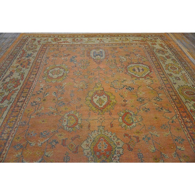 Art Deco Graceful Antique Turkish Oushak Small Rug With Subtle Pastel Allover Design For Sale - Image 3 of 12