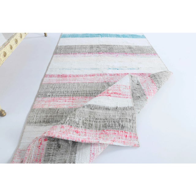 Vintage Turkish Hand-Knotted Wool Cotton Beige Kilim Runner For Sale - Image 4 of 11