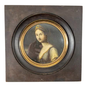 19th Century Miniature Oil Painting of Queen Louise of Prussia After Josef Grassi