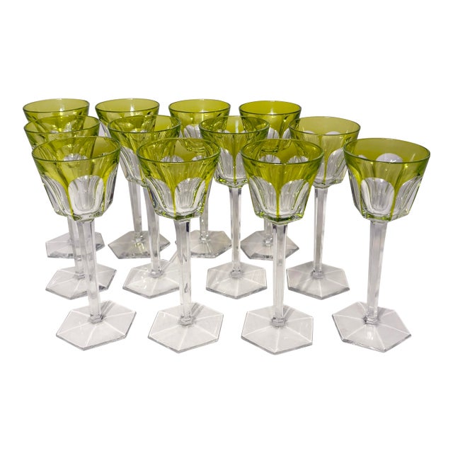Early 20th Century Set of 12 Baccarat Rhine Crystal Glasses For Sale