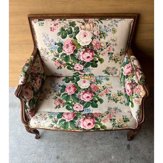 Wood 1920s Antique Chintz Down Filled French Settee For Sale - Image 7 of 7