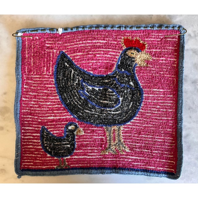 Textile Vintage Hooked Wool Wall Hanging of a Rooster For Sale - Image 7 of 7