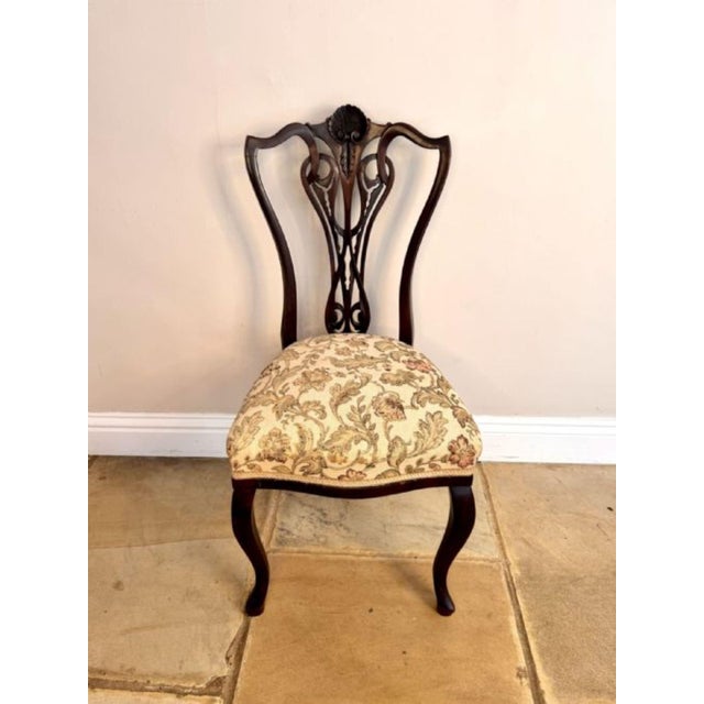 Antique Victorian Carved Mahogany Side Chairs, 1880, Set of 2 For Sale - Image 3 of 6