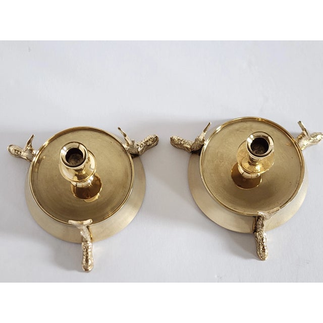 2000 - 2009 Vintage Wildwood Brass Koi Fish Candle Holders-A Pair For Sale - Image 5 of 12