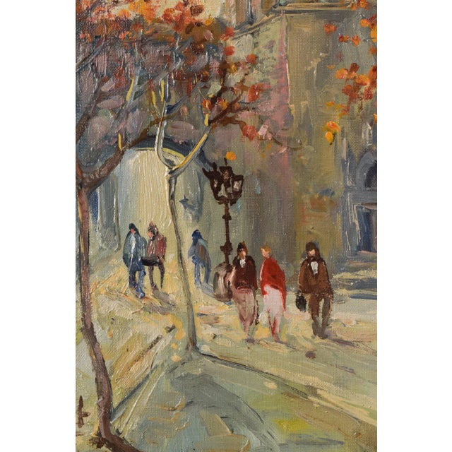 Impressionist Autumn Cityscape, Late 20th-Century, Oil on Canvas, Framed For Sale - Image 4 of 12