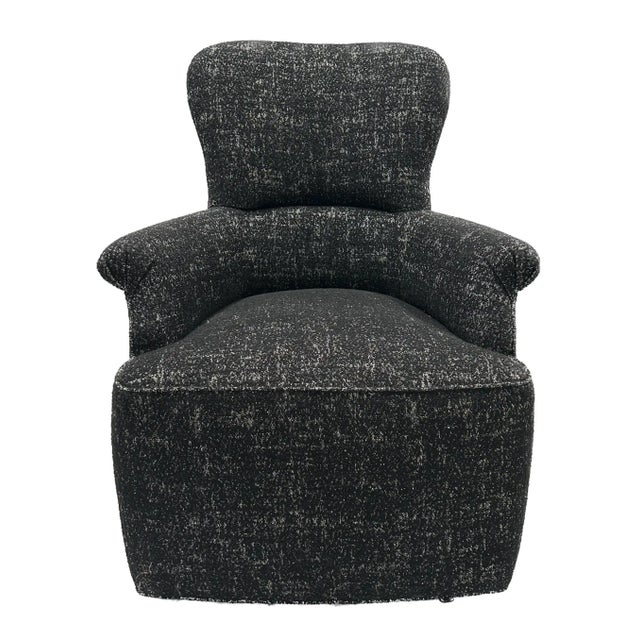 Black Contemporary Italian Chair in Black Sparkled Boucle Fabric For Sale - Image 8 of 8