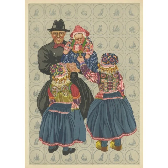 Paper Gratiane de Gardilanne and Elizabeth Whitney Moffatt, Traditional Dutch Costume from Marken Men and Children in Festive Dress, 1932, Print For Sale - Image 7 of 10