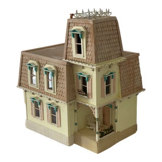 1960 Vintage Yellow Cottage Miniature Dollhouse Furnished by Helen Valerio For Sale