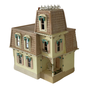 Vintage Yellow Cottage Miniature Dollhouse Furnished