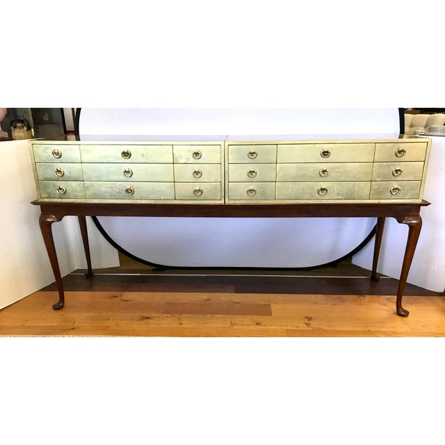 Kittinger Gold Leaf Gilt Jewelry Cabinets Chests On Console Table