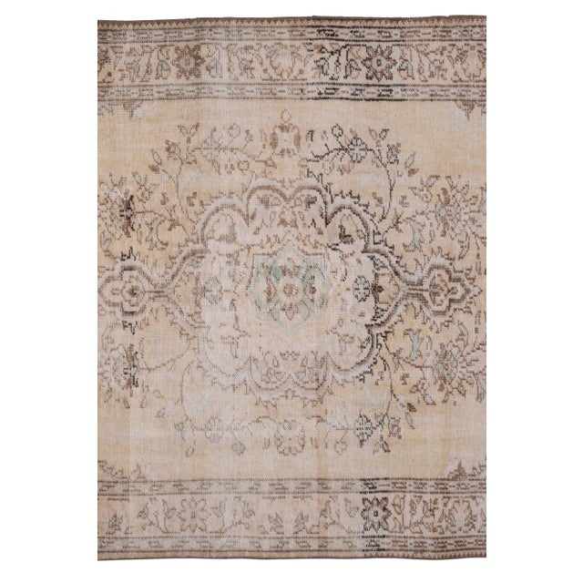 Vintage Mid-Century Turkish Oushak Rug- 5'10'' X 9'10'' For Sale - Image 4 of 13