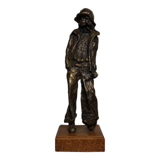Jeff Day 1970s Bronze Sculpture Lady With a Hat For Sale