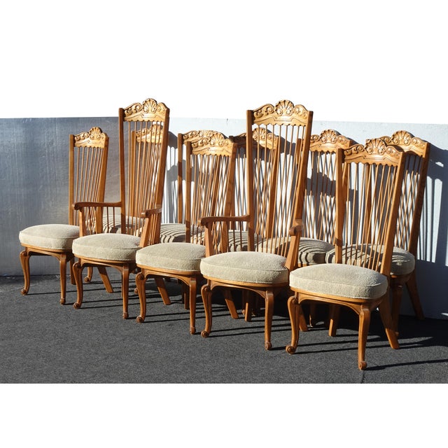 Mid-Century Modern Set of 10 Vintage Mid Century Enkeboll La Condesa Oak Highback Spindle Chairs For Sale - Image 3 of 16