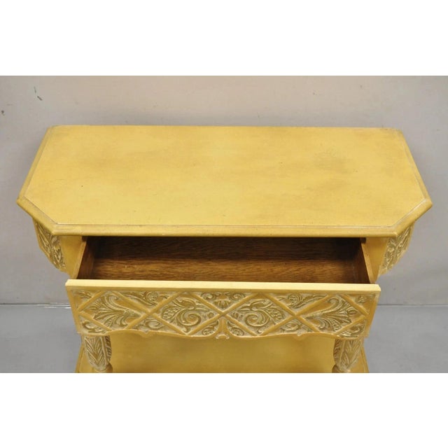 Early 20th Century Vintage Gothic Renaissance Painted Hall Altar Console Table Chair Set - 4 Pc Set For Sale - Image 5 of 16