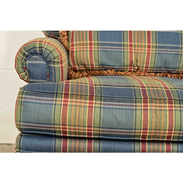 Harden Furniture English Country Plaid Upholstered Lounge Chair With Ottoman For Sale - Image 10 of 15