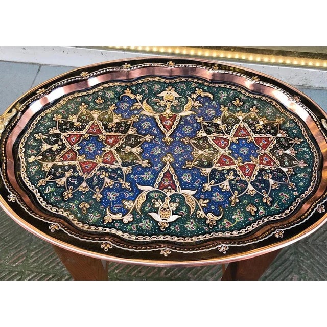 Boho Chic Hand Carved Breakfast Tray with Handles For Sale - Image 3 of 11