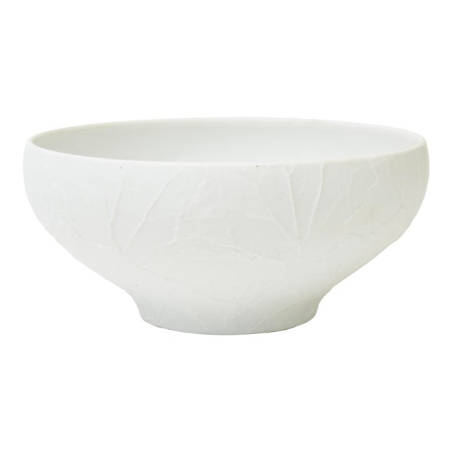 Vintage Hallmarked Heinrich Bavaria Porcelain White Bisque Bowl With Textured Organic Design MCM For Sale