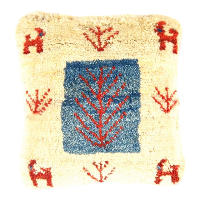 Pasargad DC Fine Hand Knotted Persian Gabbeh Pillow For Sale