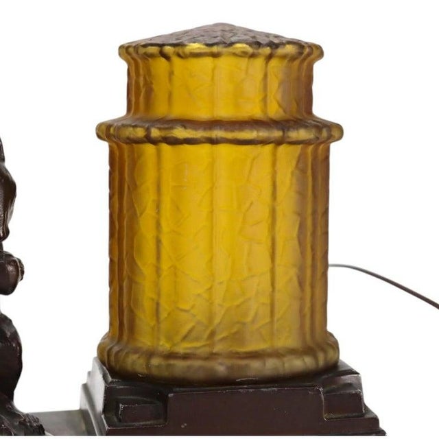 Nuart Creations Art Deco Squirrel & Bird Accent Lamp With Amber Shade C1930 For Sale - Image 6 of 9