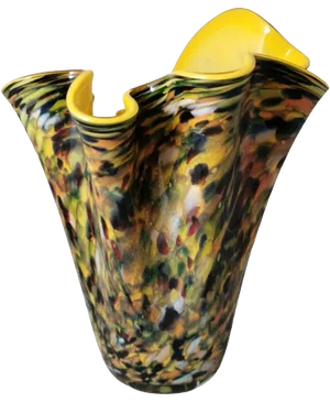 Multicolored Murano Glass Mod. Handkerchief Vase in the style of Venini, 1970