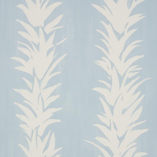 SAMPLE - Schumacher x Backdrop White Lotus Wallpaper In Soft Blue For Sale