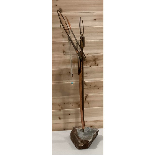 Native American Mid 20th Century Shaman Mixed Metal Sculpture Attributed to Bill Worrell (1936-2021) For Sale - Image 3 of 7