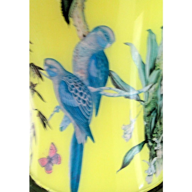 Yellow 1970s Pair of English Mid-Century Palm Beach Reverse Decoupage Botanical Table Lamps For Sale - Image 8 of 12