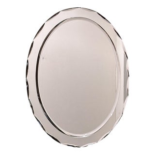 Italian Oval Mirror with Faceted Glass Frame from Crystal Arte, 1970s For Sale