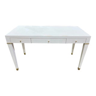 Attributed to Villa & House Linen Texture "Claudette" Vanity Desk For Sale