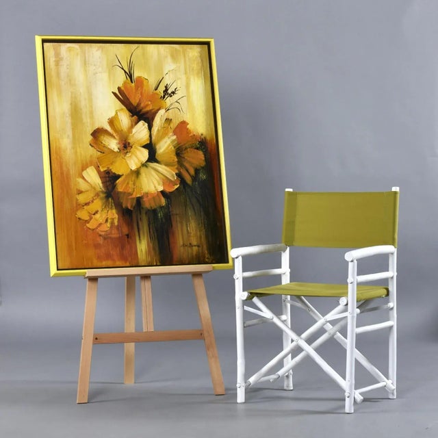Eric Marshall Yellow and Orange Mid-Century Modern Flower Painting For Sale - Image 4 of 12